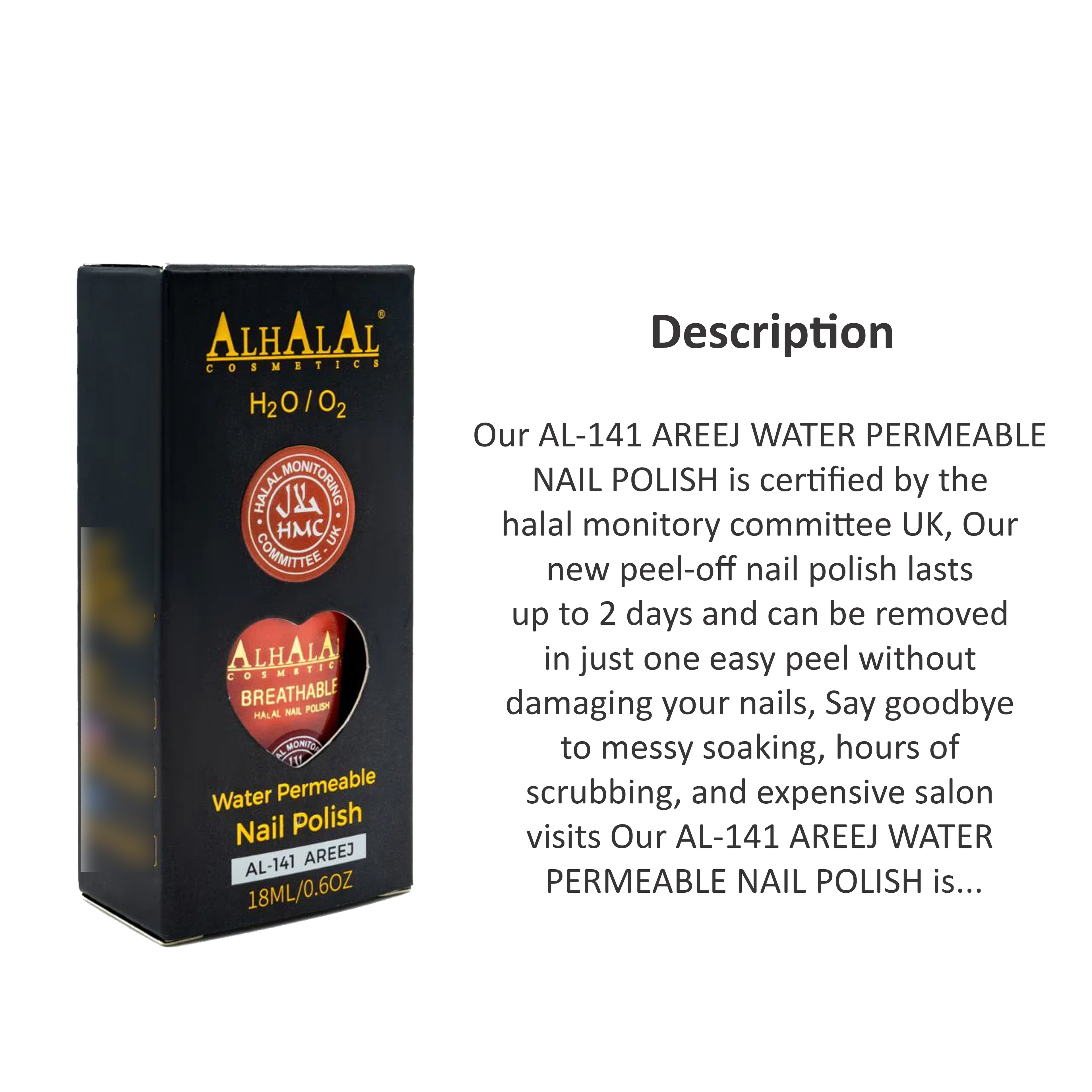 ALHALAL COSMETICS AREEJ WATER PERMEABLE NAIL POLISH 18ML AL-141