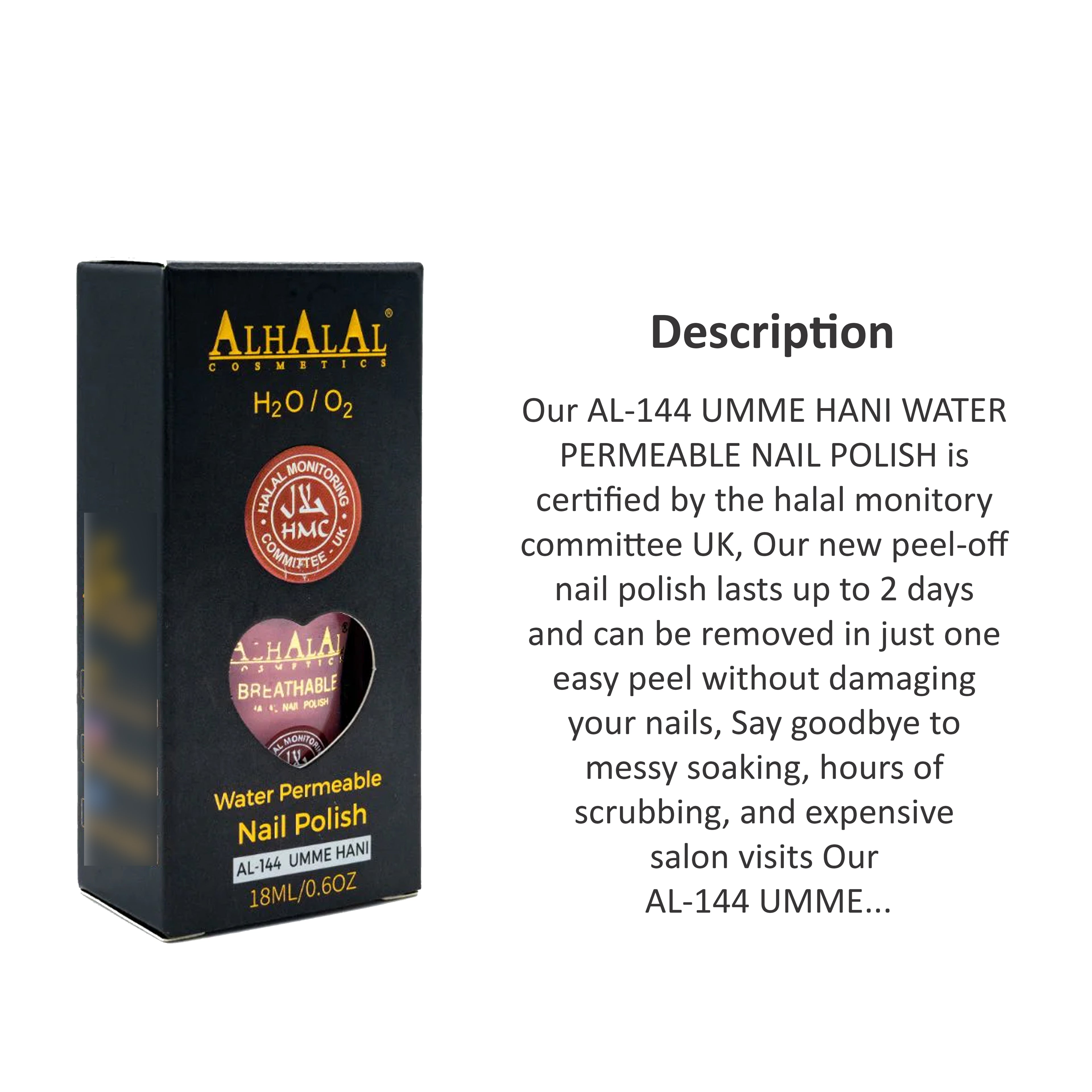 ALHALAL COSMETIC UMME HANI WATER PERMEABLE NAIL POLISH 18ML AL-144