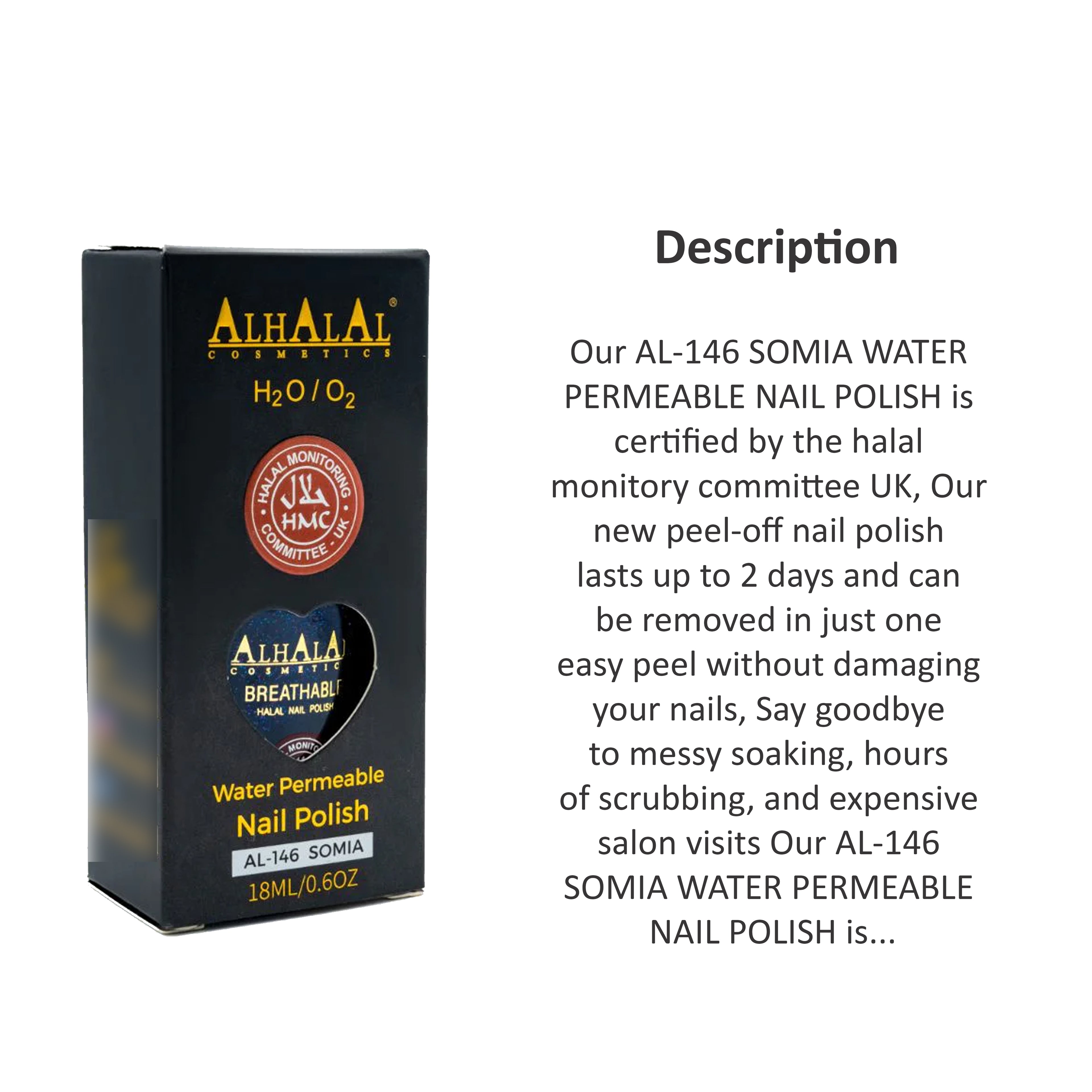 ALHALAL COSMETICS SOMIA WATER PERMEABLE NAIL POLISH 18ML AL-146