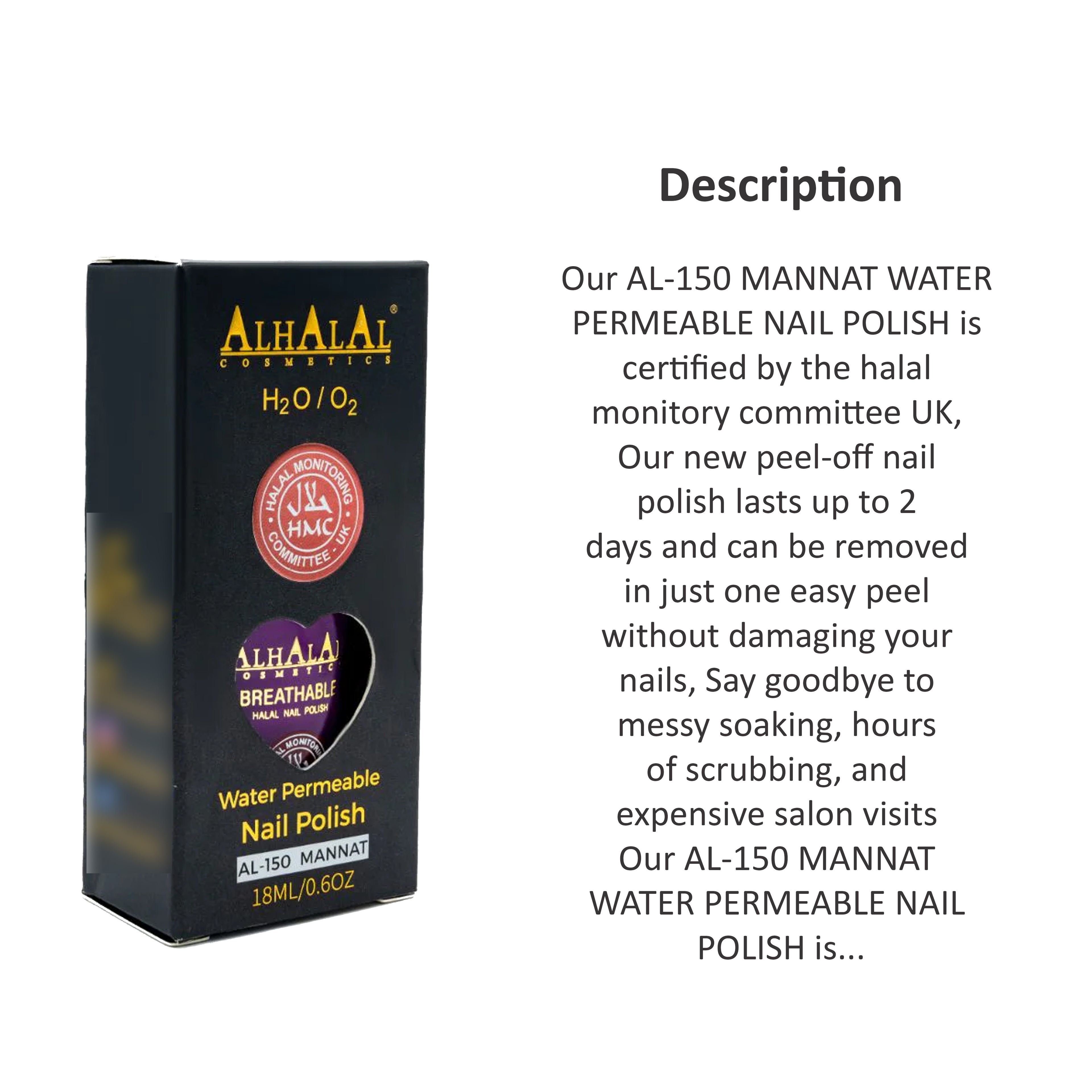 ALHALAL COSMETICS MANNAT WATER PERMEABLE NAIL POLISH 18ML AL-150