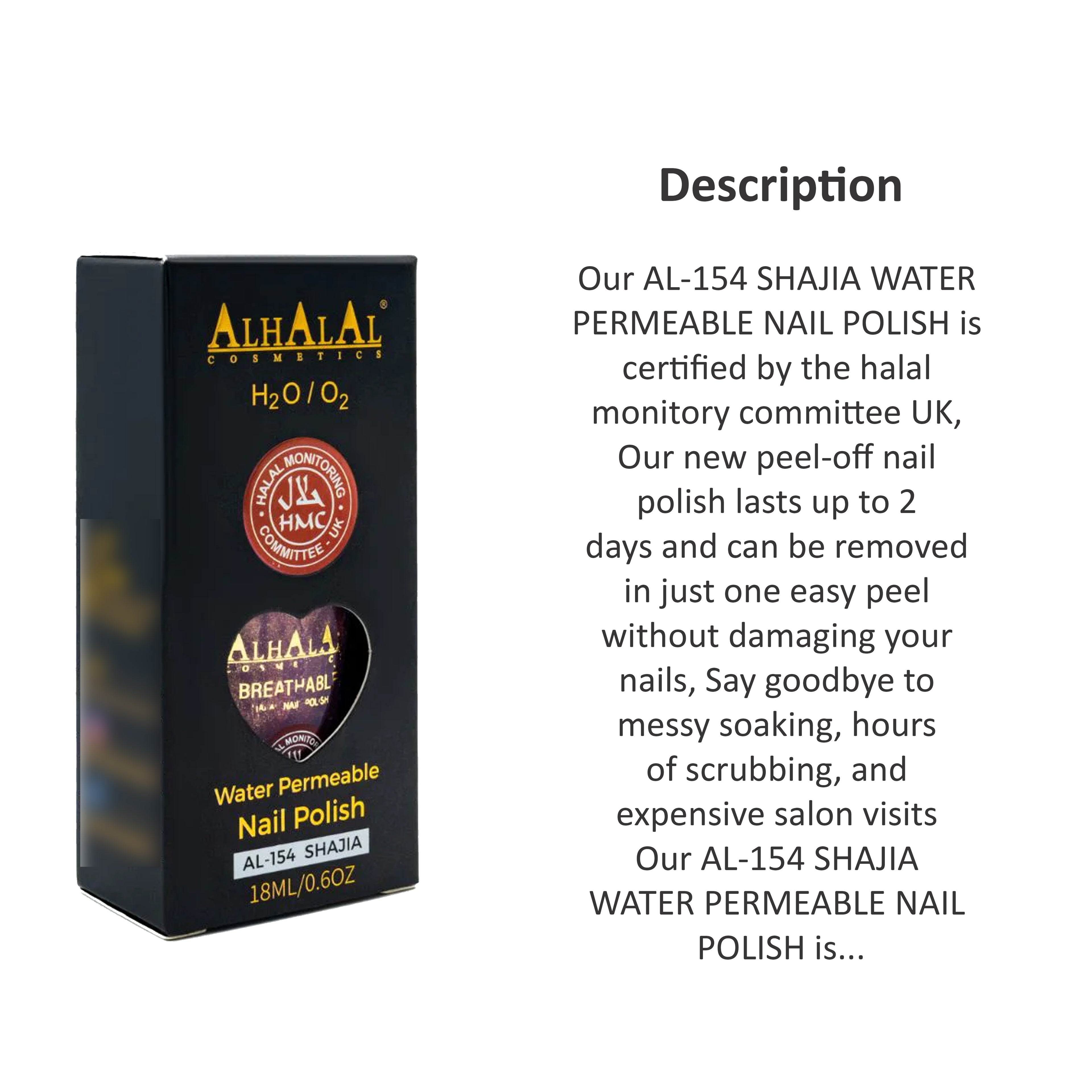 ALHALAL COSMETICS SHAJIA WATER PERMEABLE NAIL POLISH 18ML AL-154