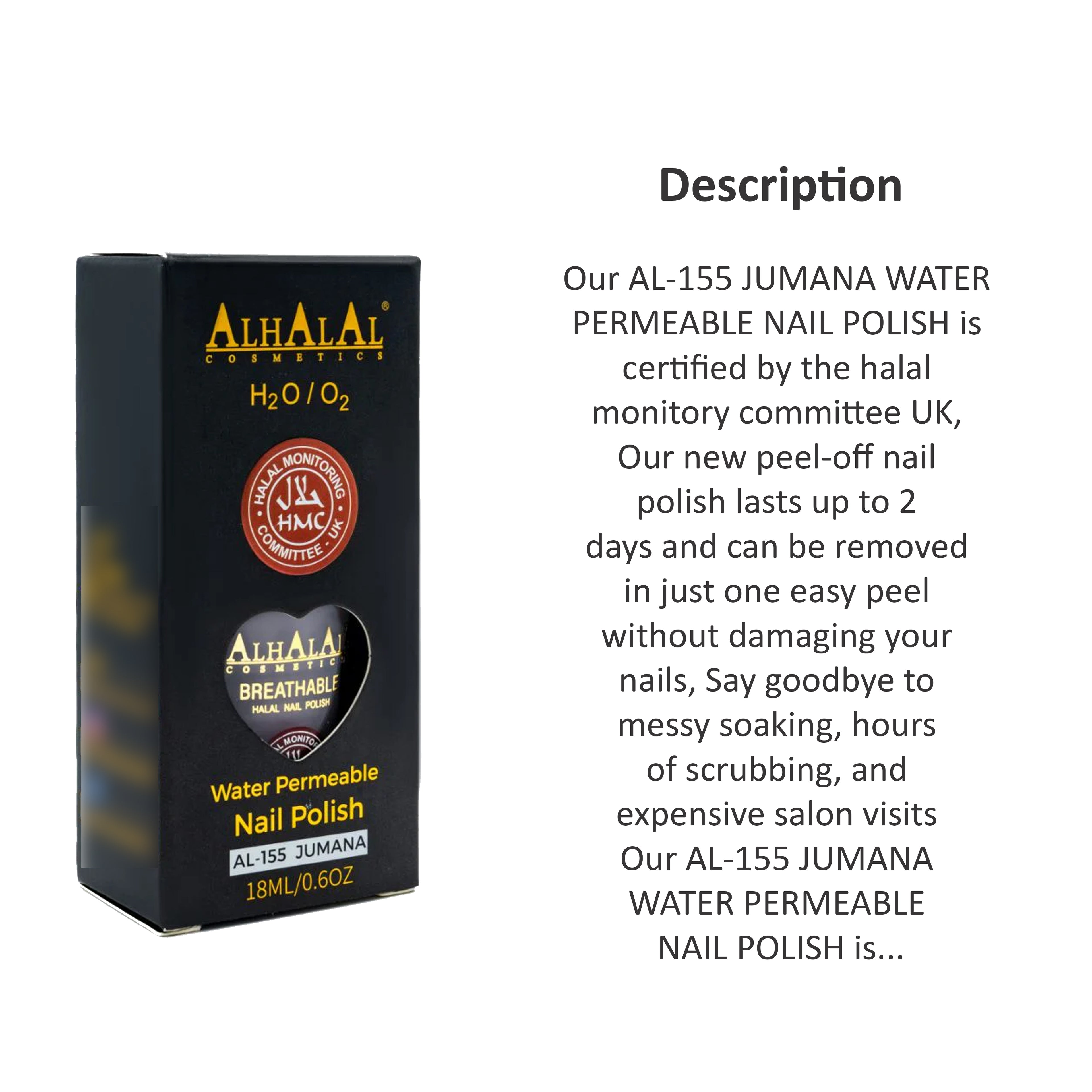 ALHALAL COSMETICS JUMANA WATER PERMEABLE NAIL POLISH 18ML AL-155