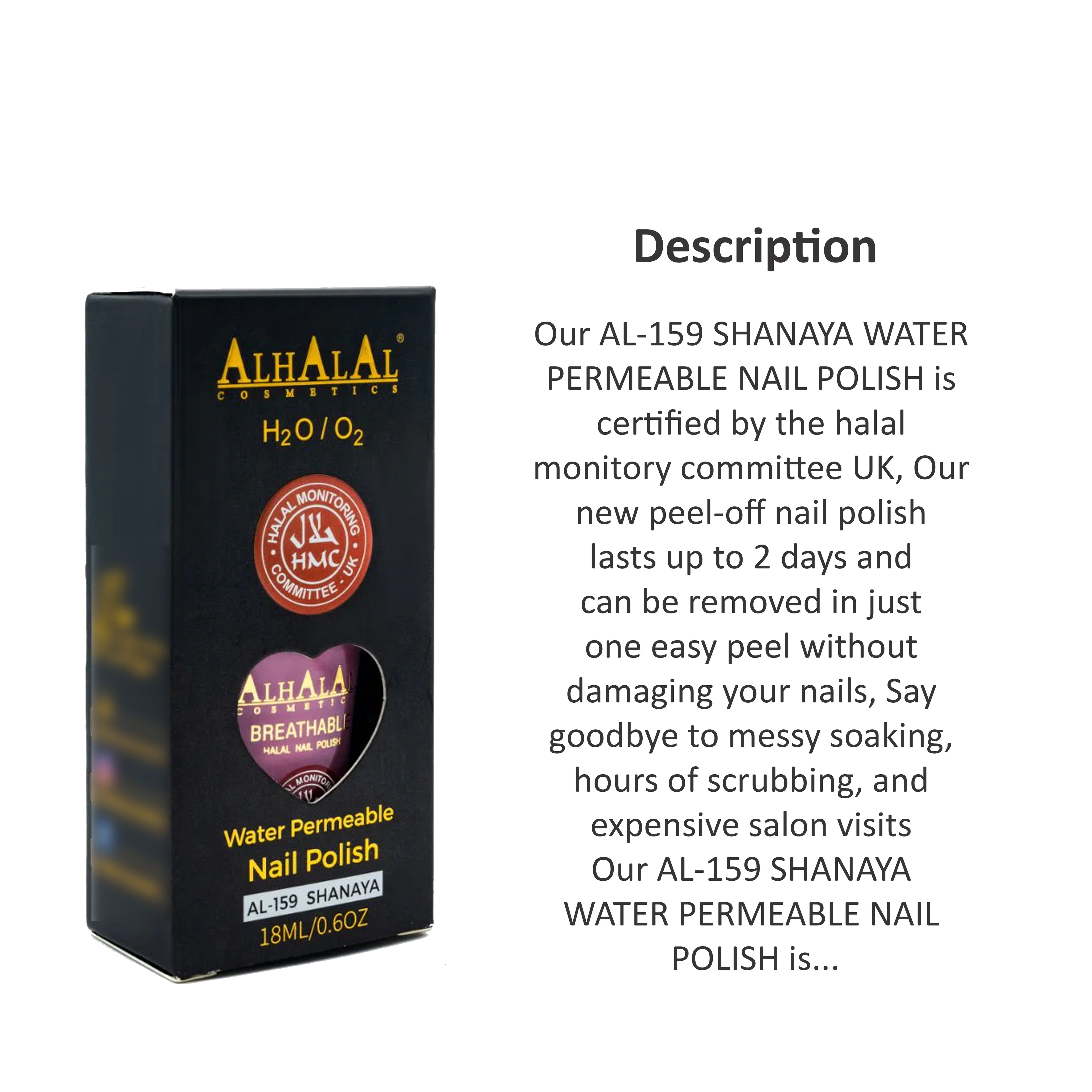 ALHALAL COSMETICS SHANAYA WATER PERMEABLE NAIL POLISH 18ML AL-159