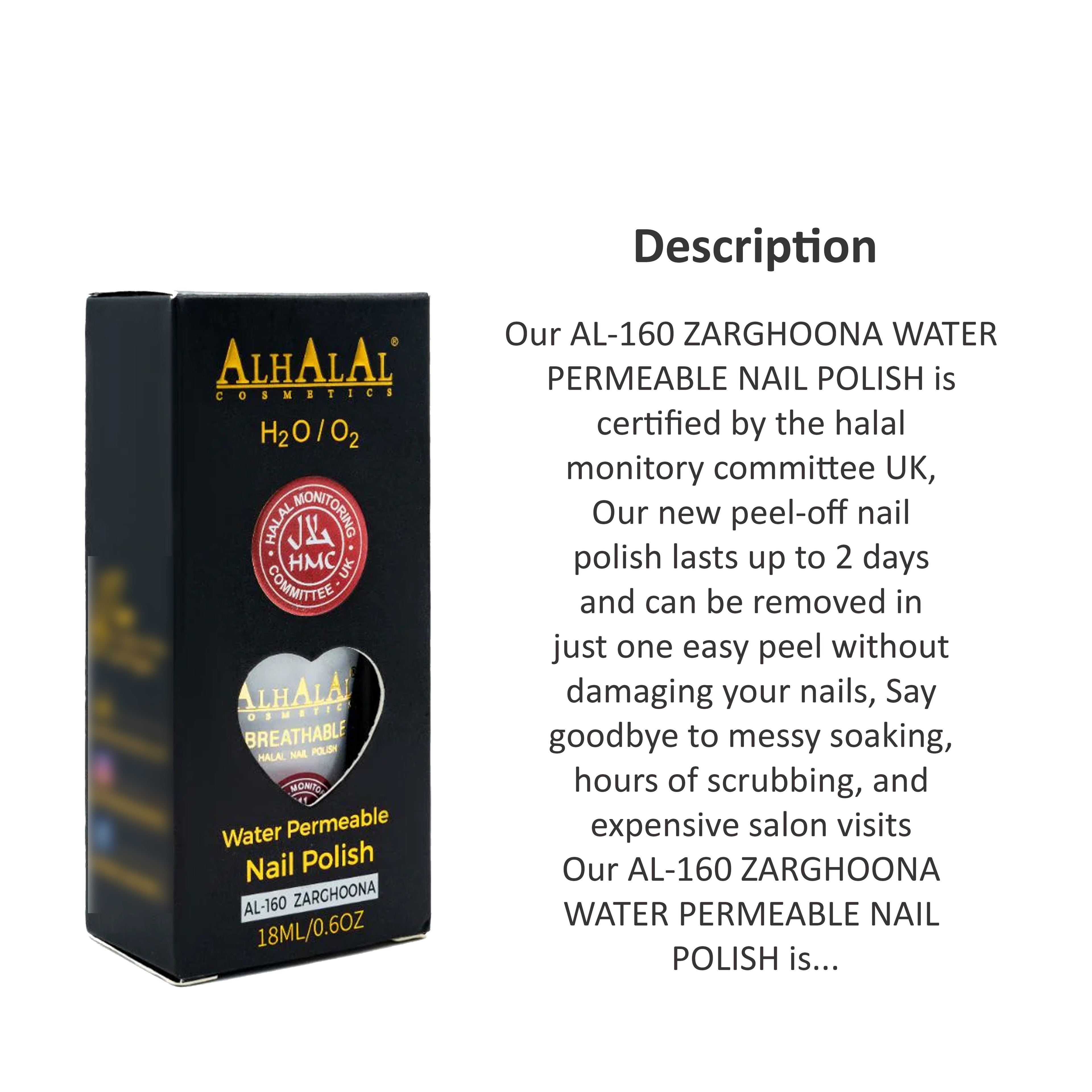 ALHALAL COSMETICS ZARGHOONA WATER PERMEABLE NAIL POLISH 18ML AL-160