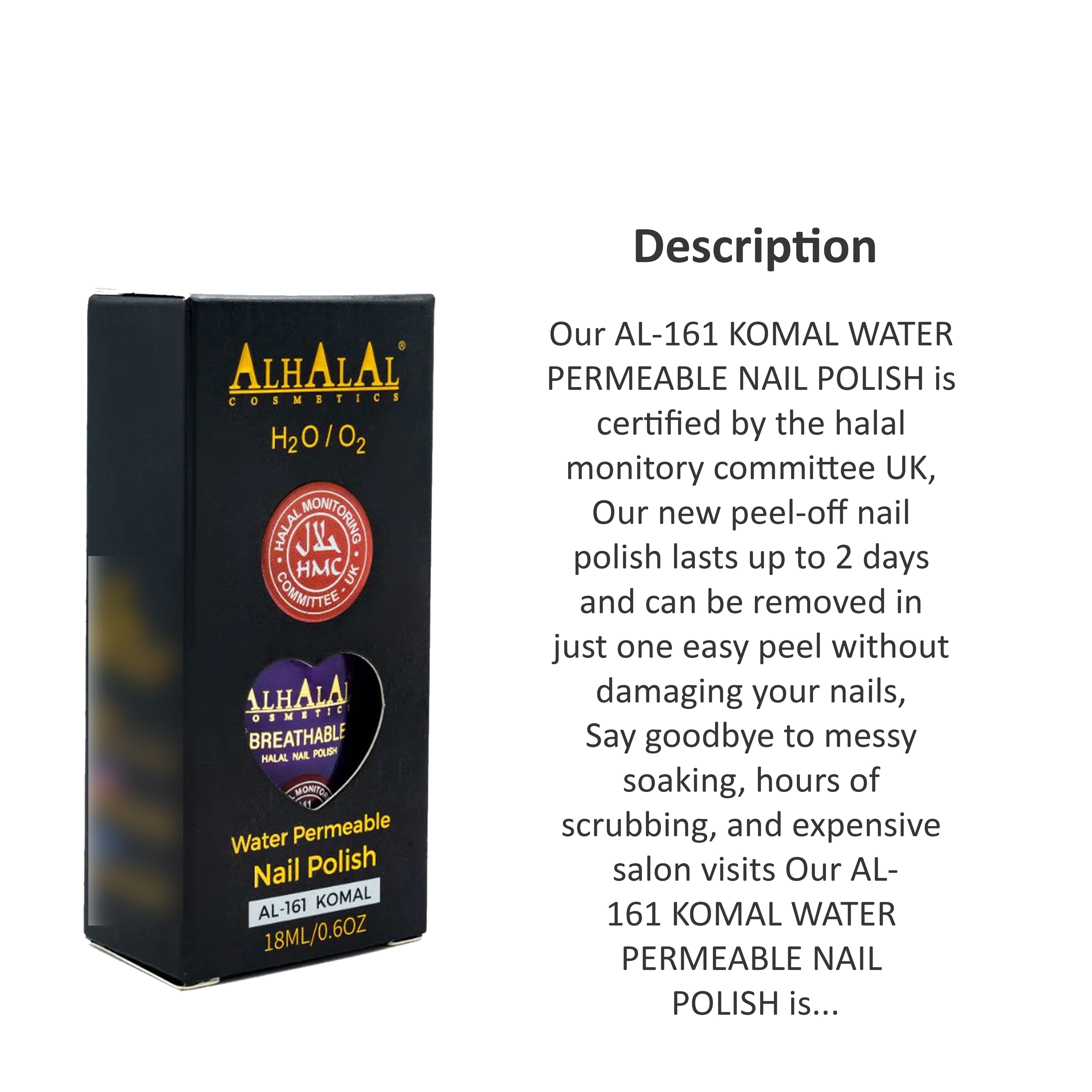 ALHALAL COSMETICS KOMAL WATER PERMEABLE NAIL POLISH 18ML AL-161