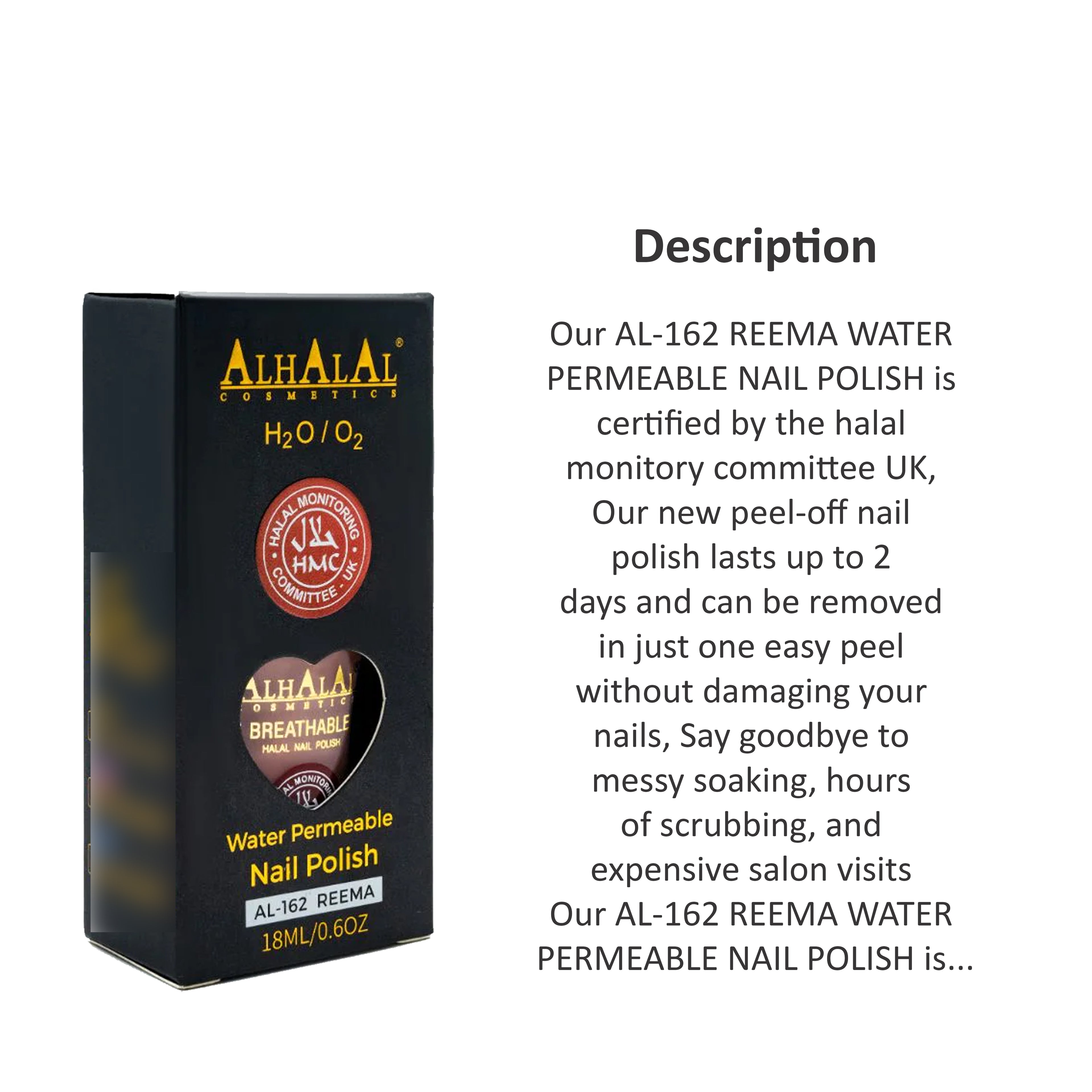 ALHALAL COSMETICS REEMA WATER PERMEABLE NAIL POLISH 18ML AL-162