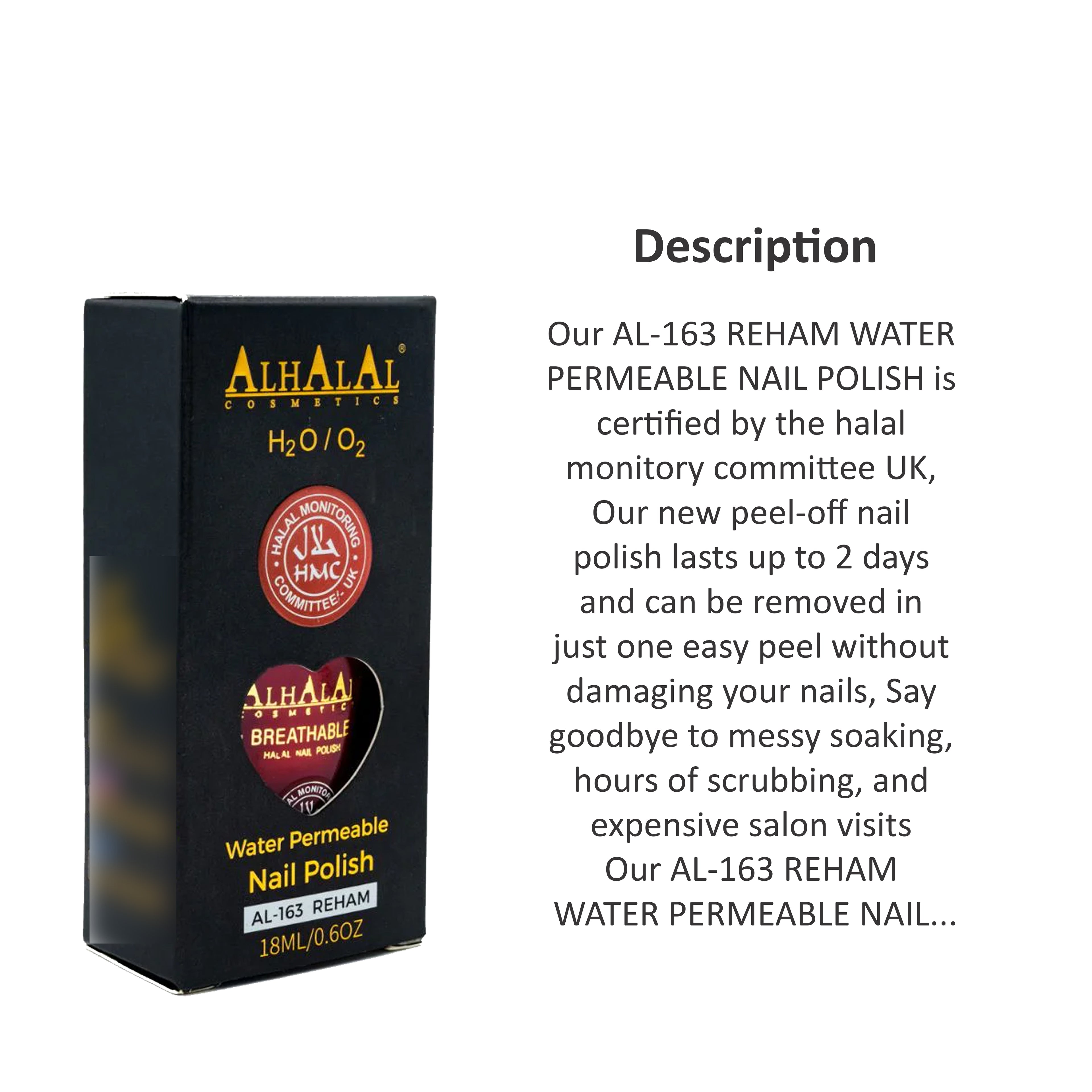 ALHALAL COSMETICS REHAM WATER PERMEABLE NAIL POLISH 18ML AL-163