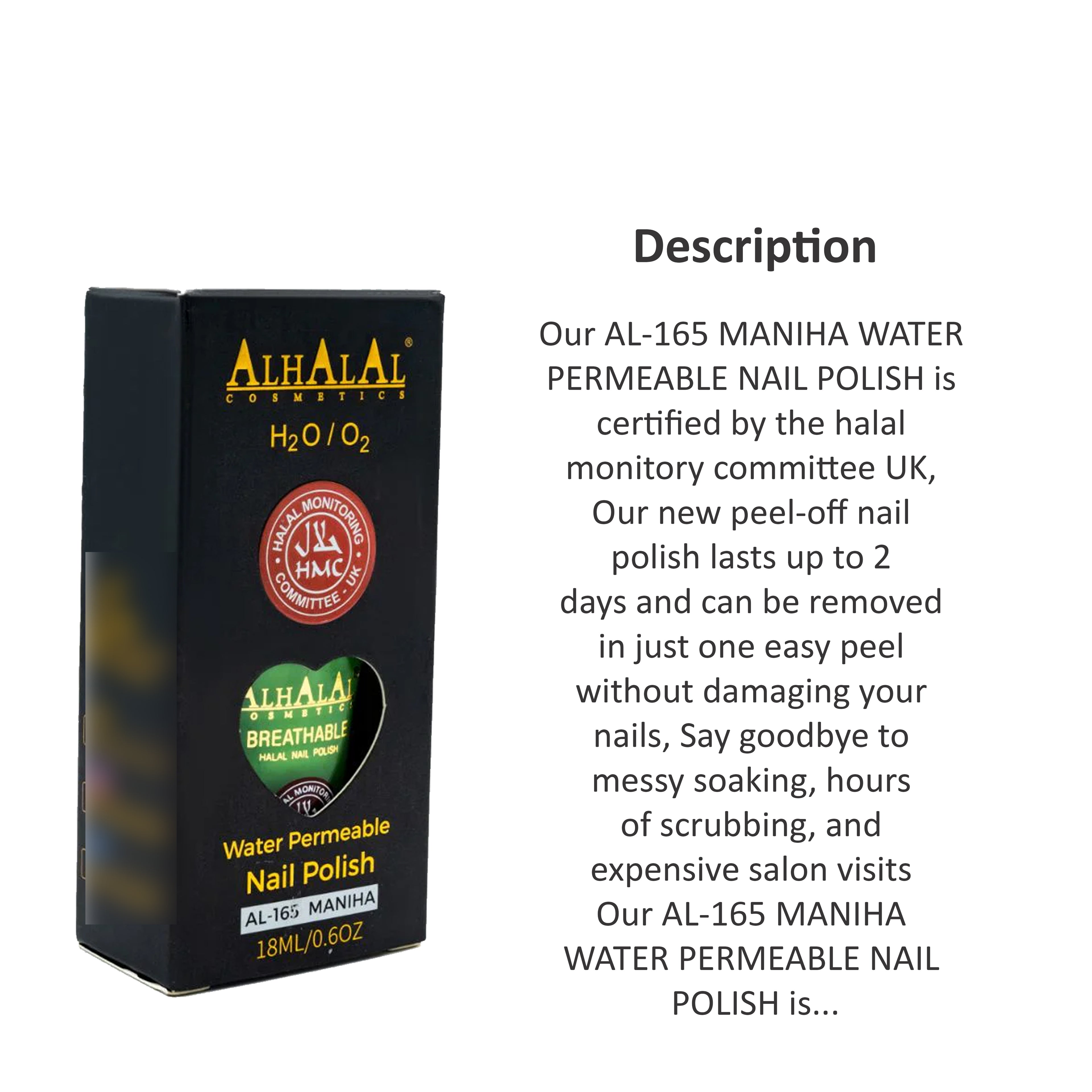 ALHALAL COSMETICS MANIHA WATER PERMEABLE NAIL POLISH 18ML AL-165