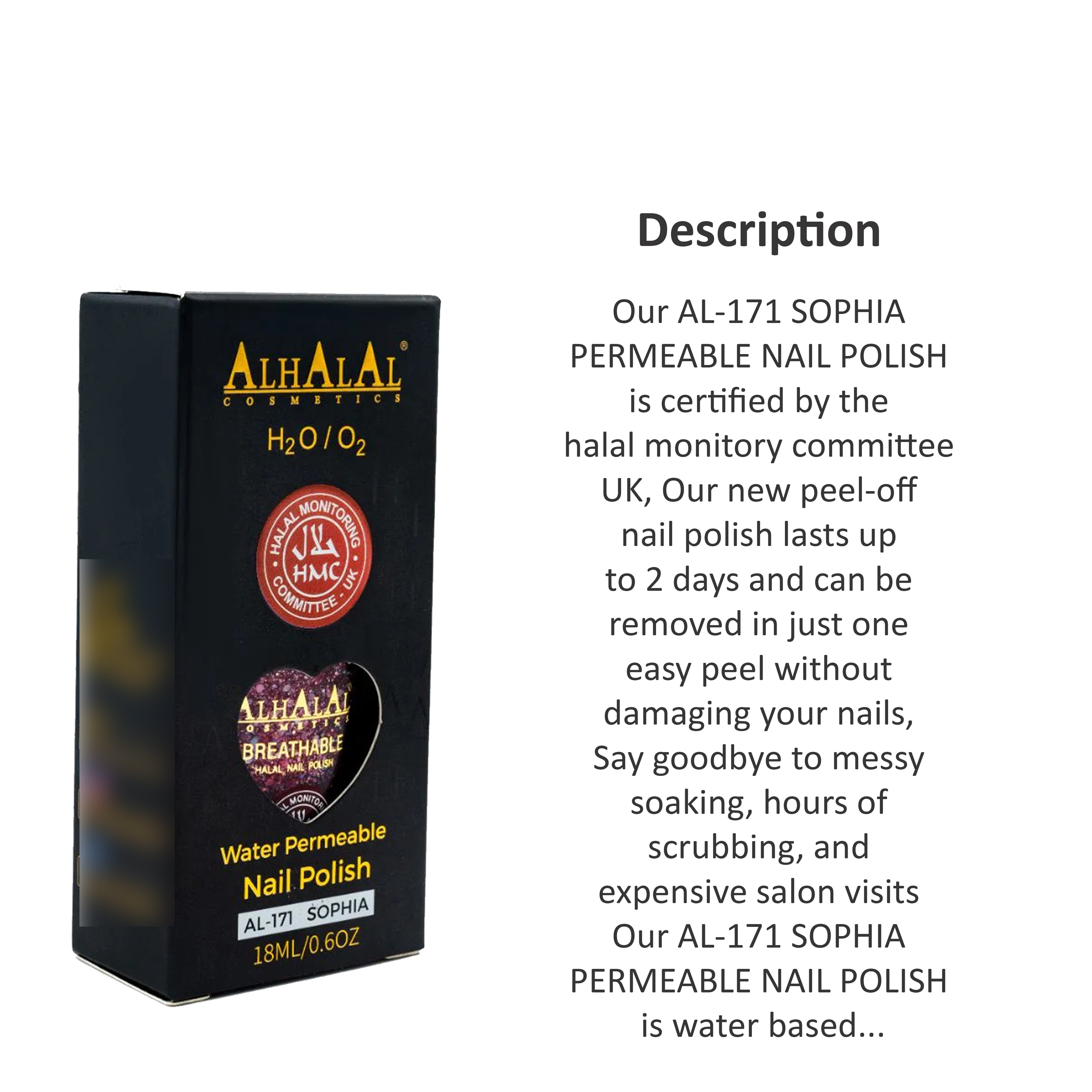 ALHALAL COSMETICS SOPHIA WATER PERMEABLE NAIL POLISH 18ML AL-171