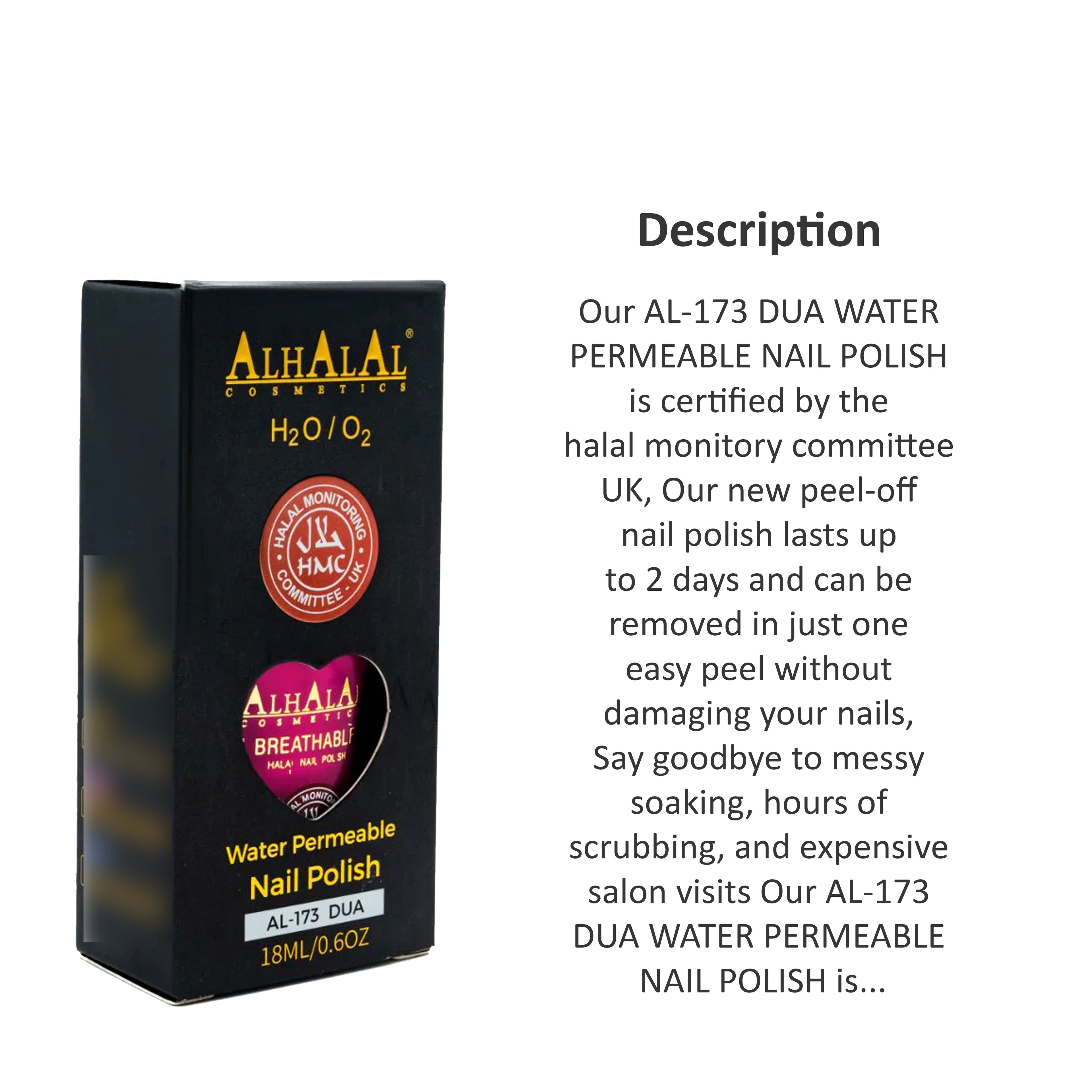ALHALAL COSMETICS DUA WATER PERMEABLE NAIL POLISH 18ML AL-173