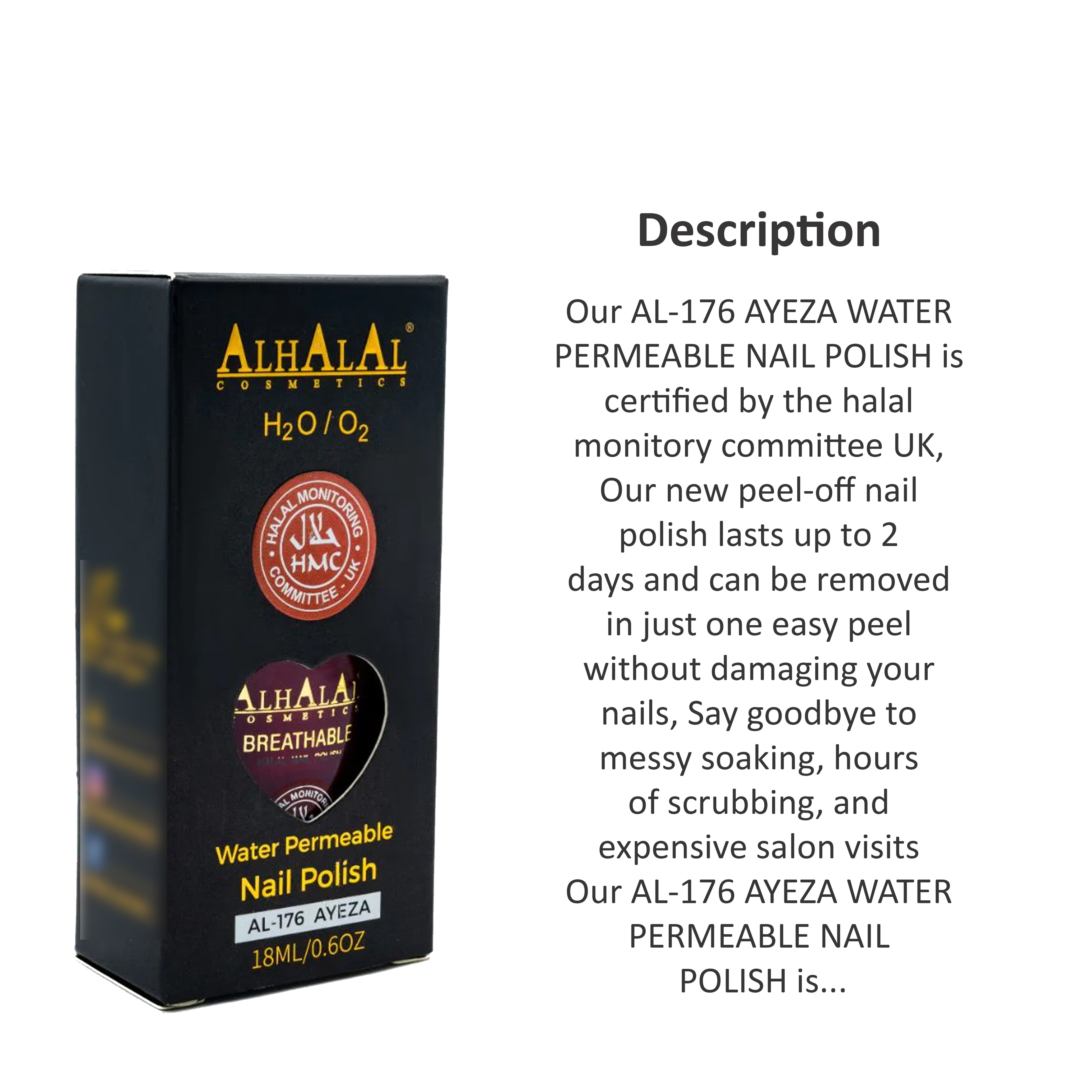 ALHALAL COSMETICS AYEZA WATER PERMEABLE NAIL POLISH 18ML AL-176