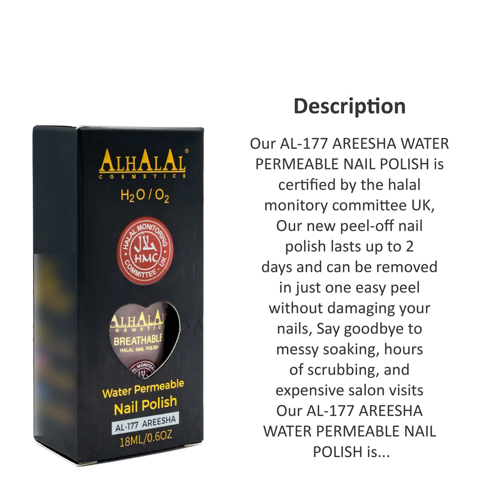 ALHALAL COSMETICS AREESHA WATER PERMEABLE NAIL POLISH 18ML AL-177