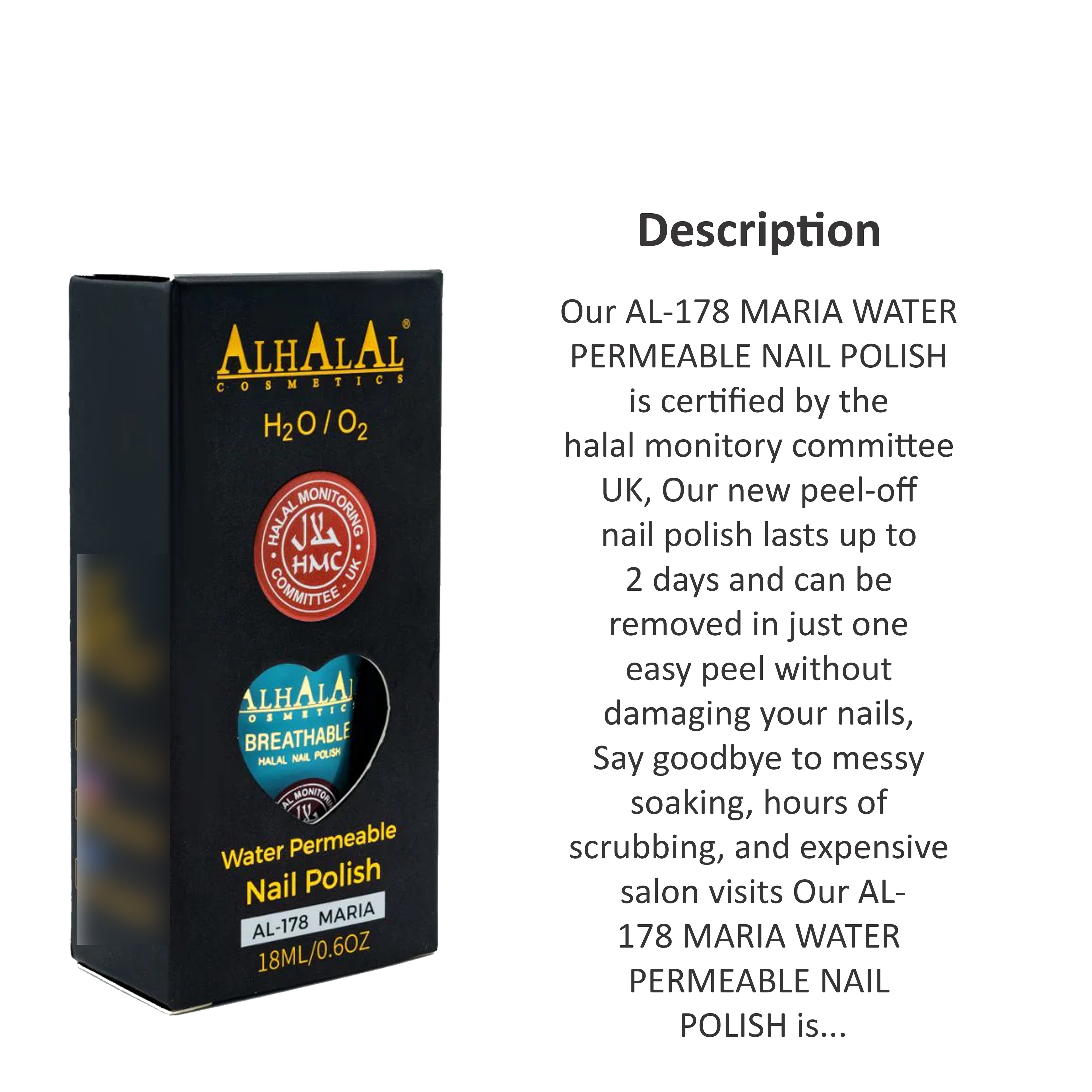 ALHALAL COSMETICS MARIA WATER PERMEABLE NAIL POLISH 18ML AL-178