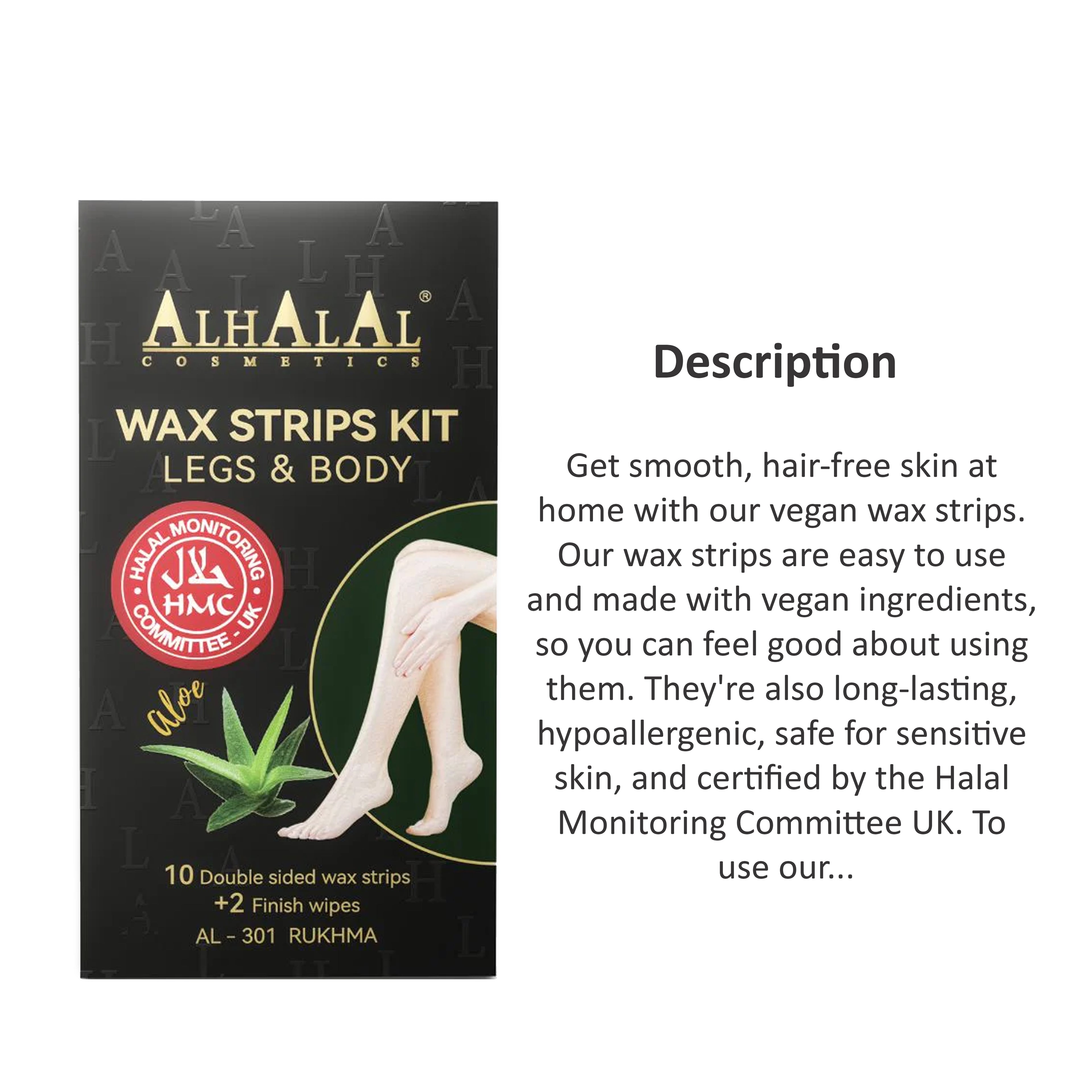 ALHALAL COSMETICS RUKHMA LEGS & BODY WAX STRIPS (AL-301 /ALOE VERA)