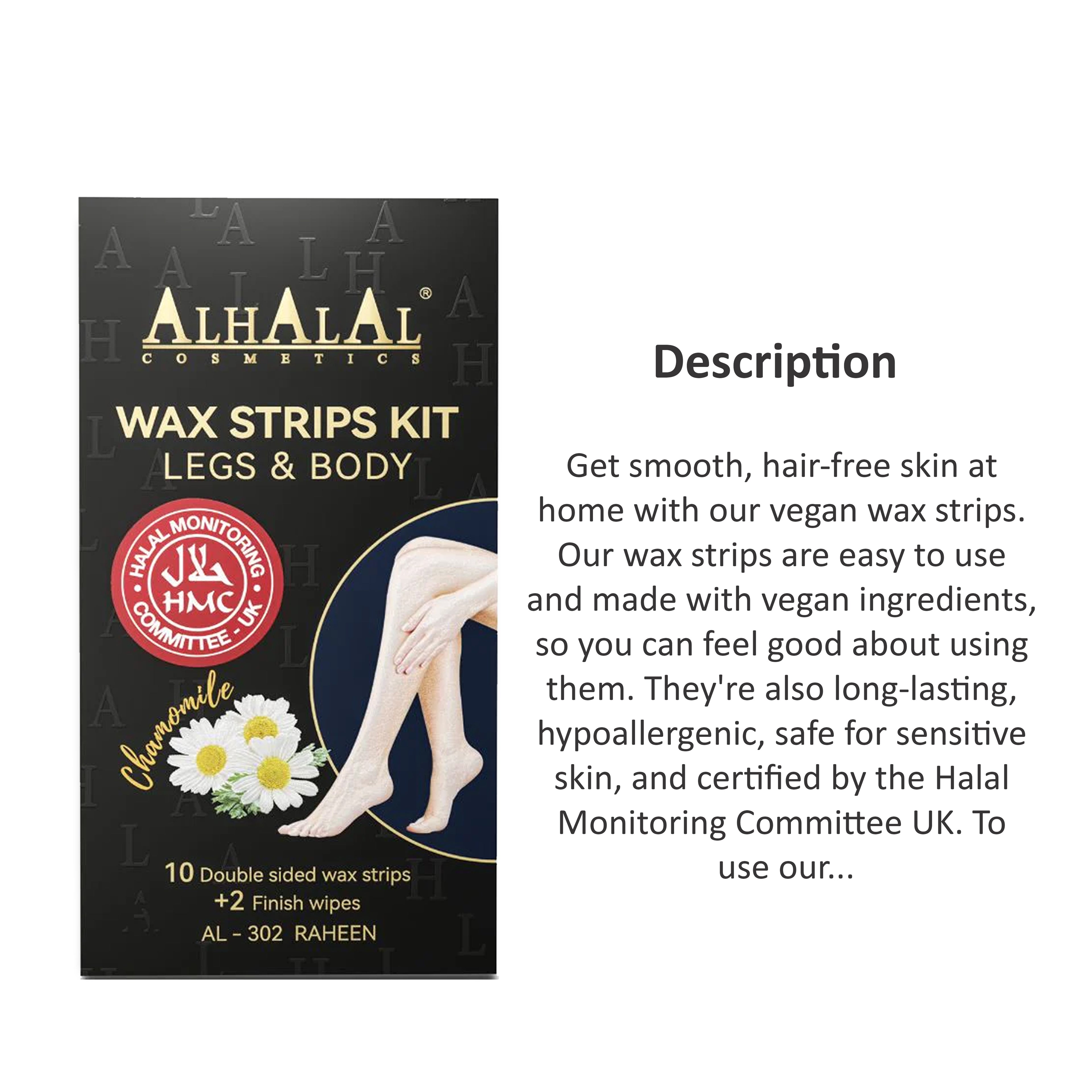 ALHALAL COSMETICS RAHEEN LEG & BODY WAX STRIPS (AL 302/CHAMOMILE)