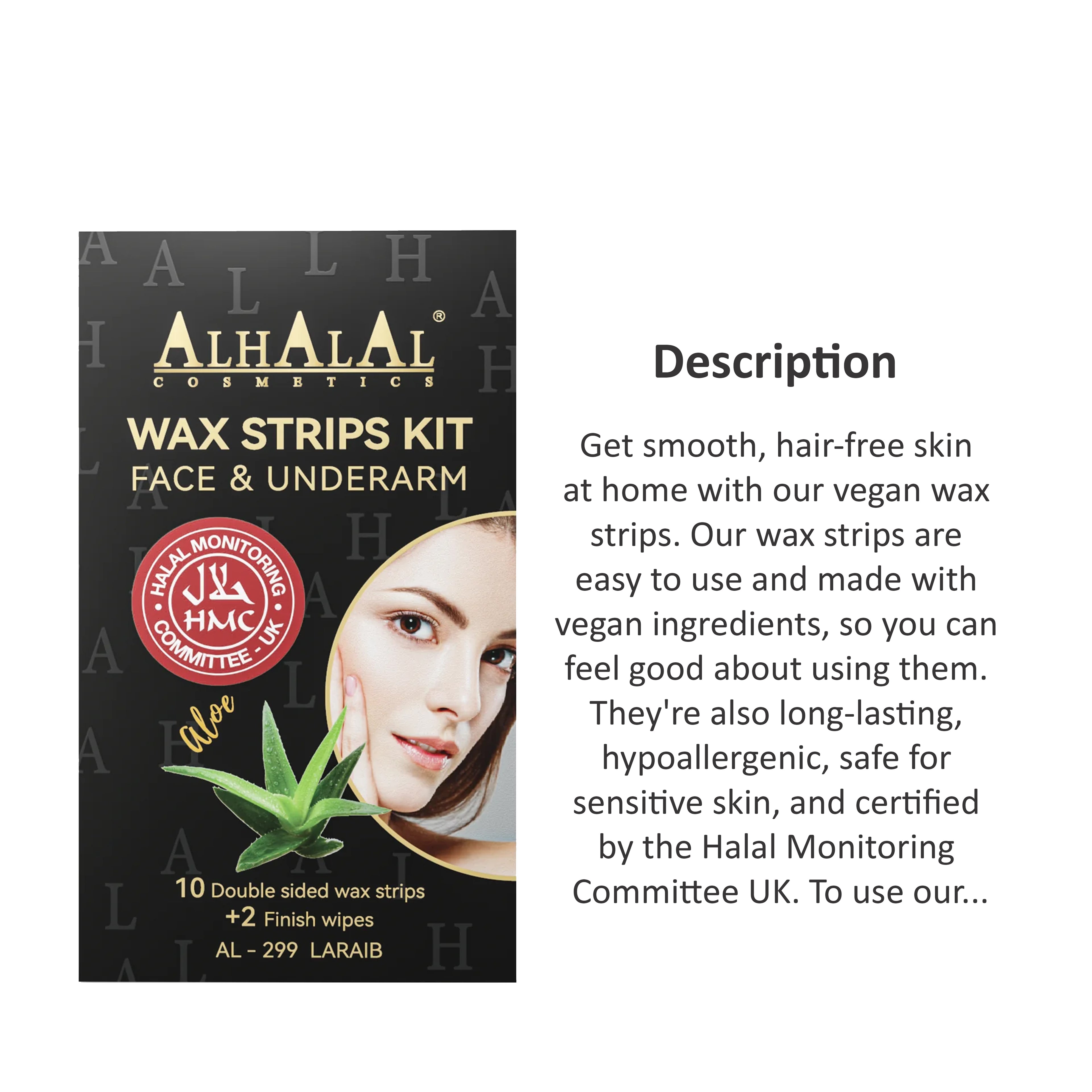 ALHALAL COSMETICS LARAIB FACE & UNDERARM WAX STRIPS (AL-299 /ALOE VERA)