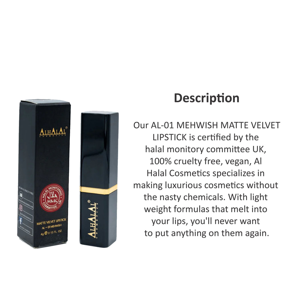 ALHALAL COSMETICS MEHWISH MATTE VELVET LIPSTICK 4G AL-01