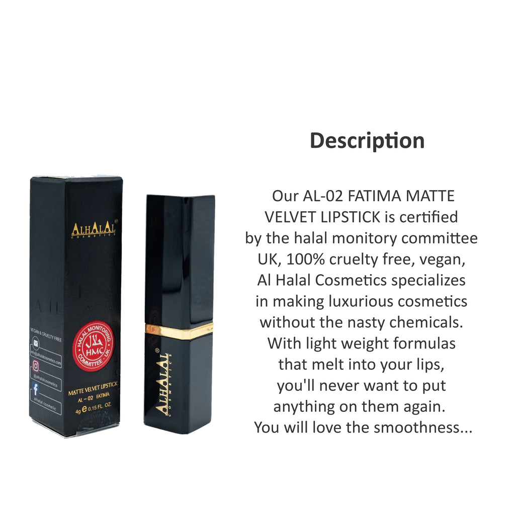 ALHALAL COSMETICS FATIMA MATTE VELVET LIPSTICK 4G AL-02