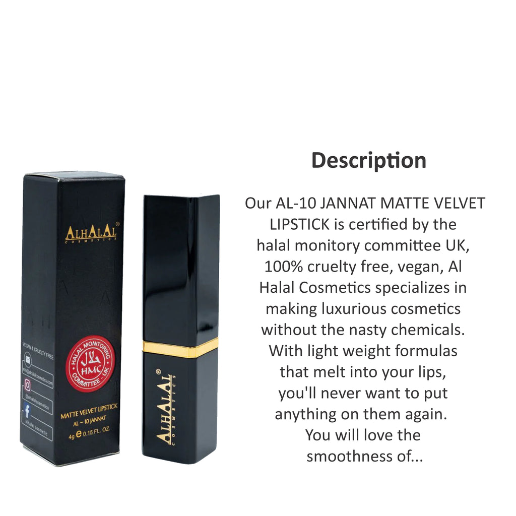 ALHALAL COSMETICS JANNAT MATTE VELVET LIPSTICK 4G AL-10