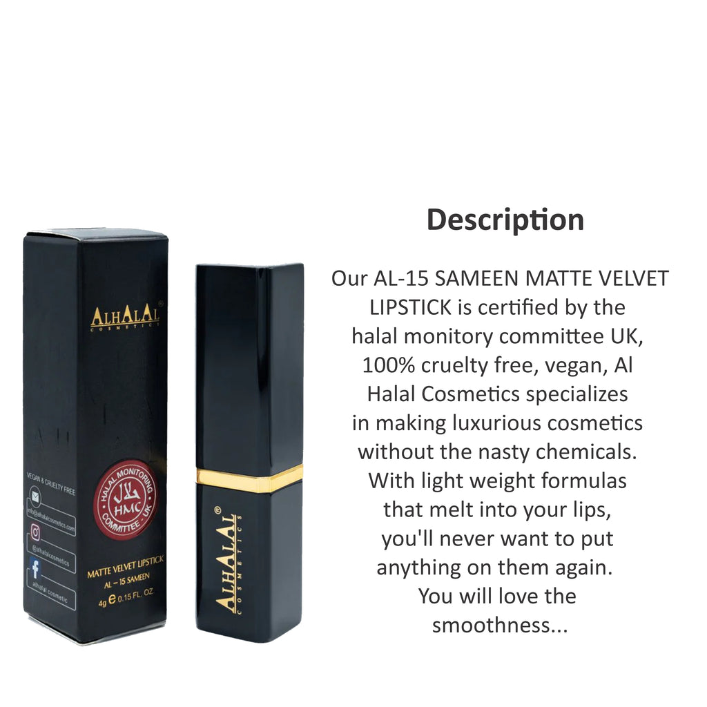 AL HALAL COSMETICS SAMEEN MATTE VELVET LIPSTICK 4G AL-15