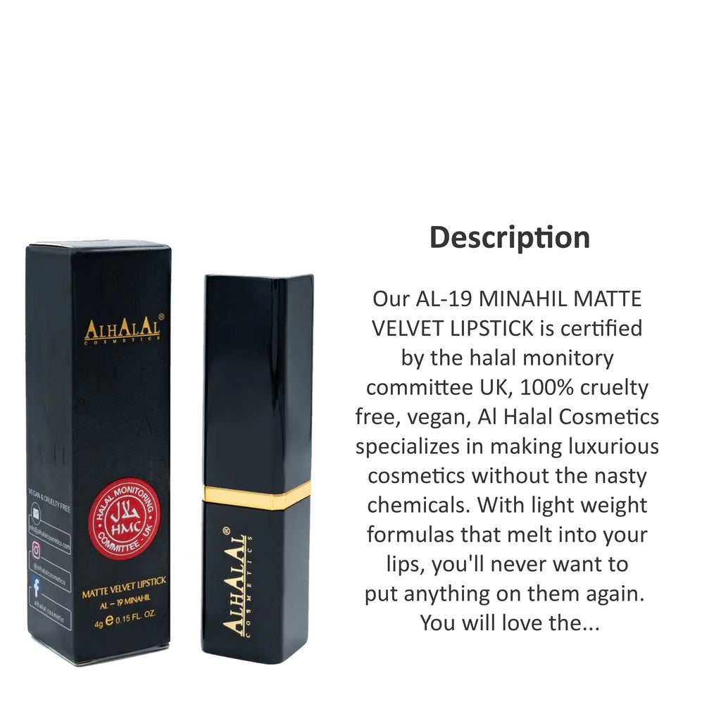ALHALAL COSMETICS MINAHIL MATTE VELVET LIPSTICK 4G AL-19