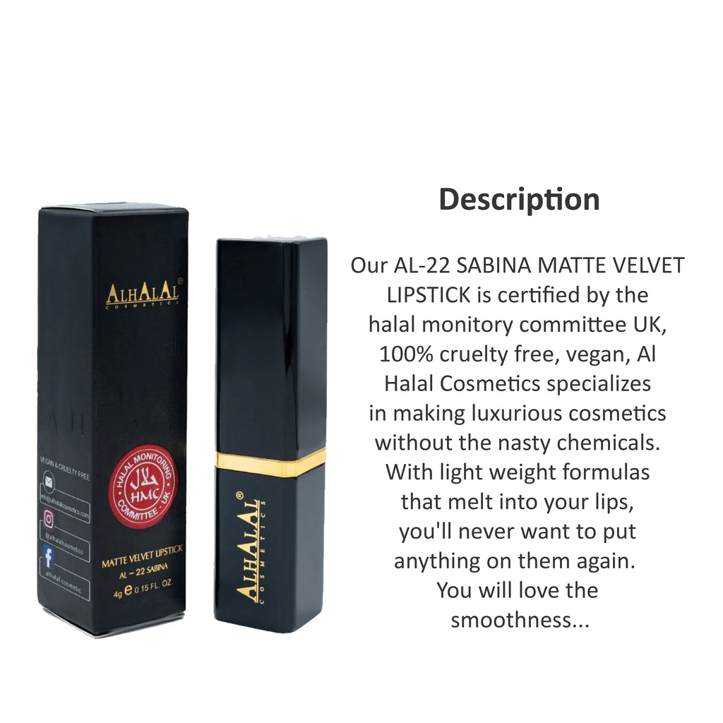 ALHALAL COSMETICS SABINA MATTE VELVET LIPSTICK 4G AL-22