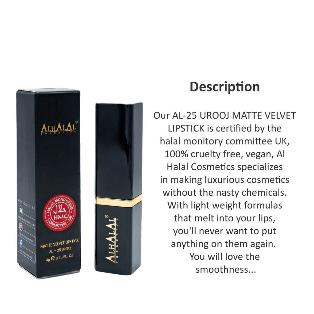 ALHALAL COSMETICS UROOJ MATTE VELVET LIPSTICK 4G AL-25