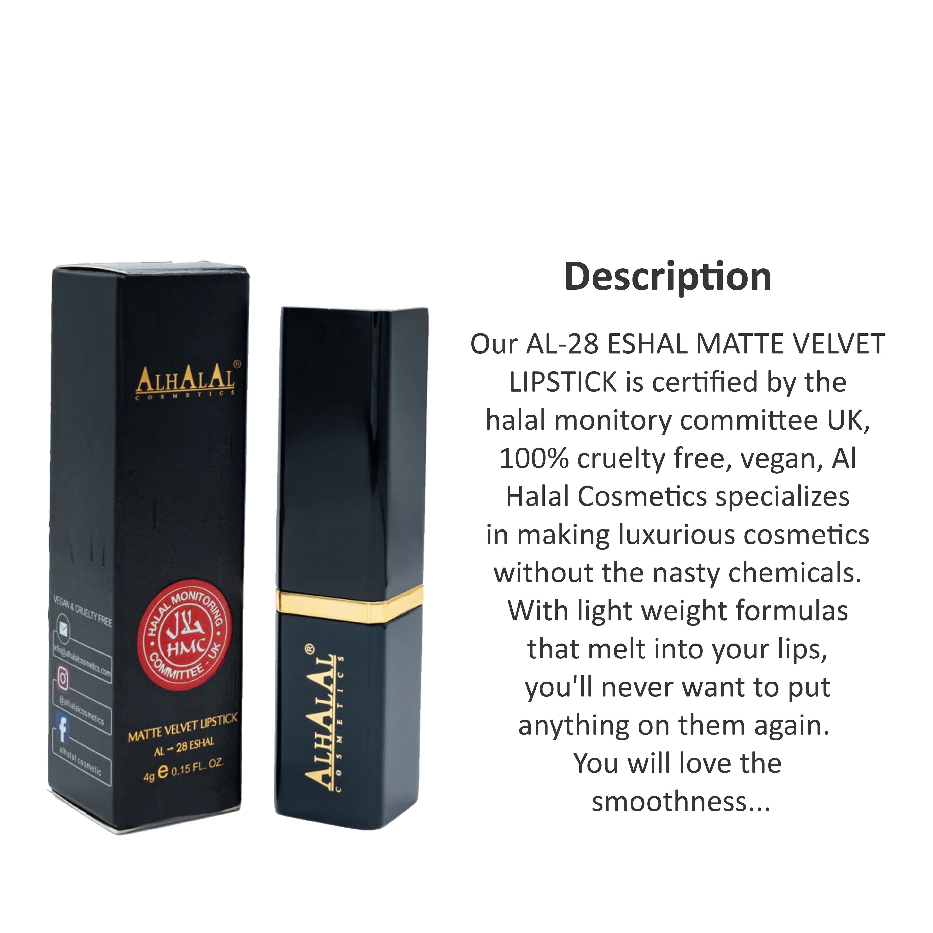 ALHALAL COSMETICS ESHAL MATTE VELVET LIPSTICK 4G AL-28