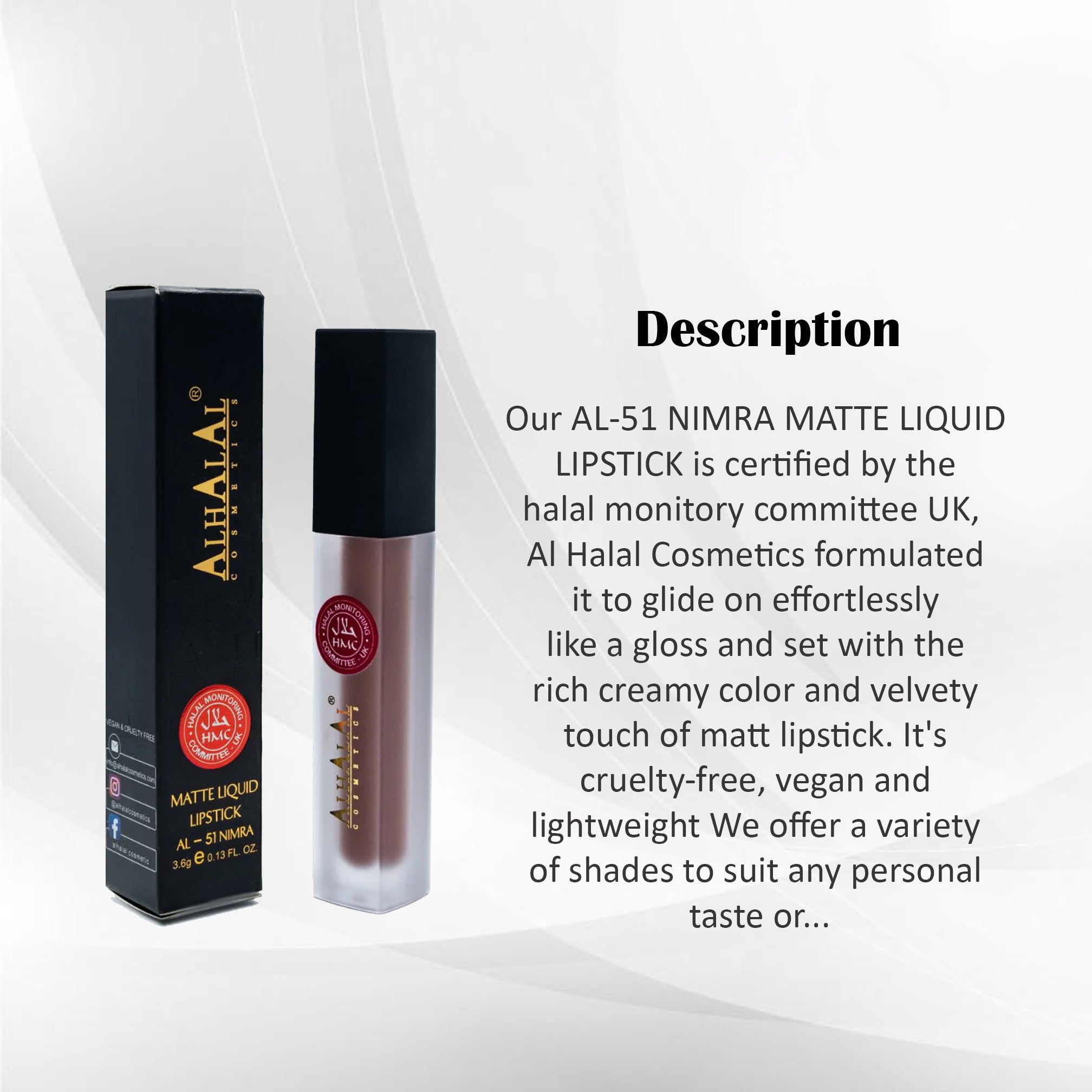 ALHALAL COSMETICS NIMRA MATTE LIQUID LIPSTICK 3.6G AL-51