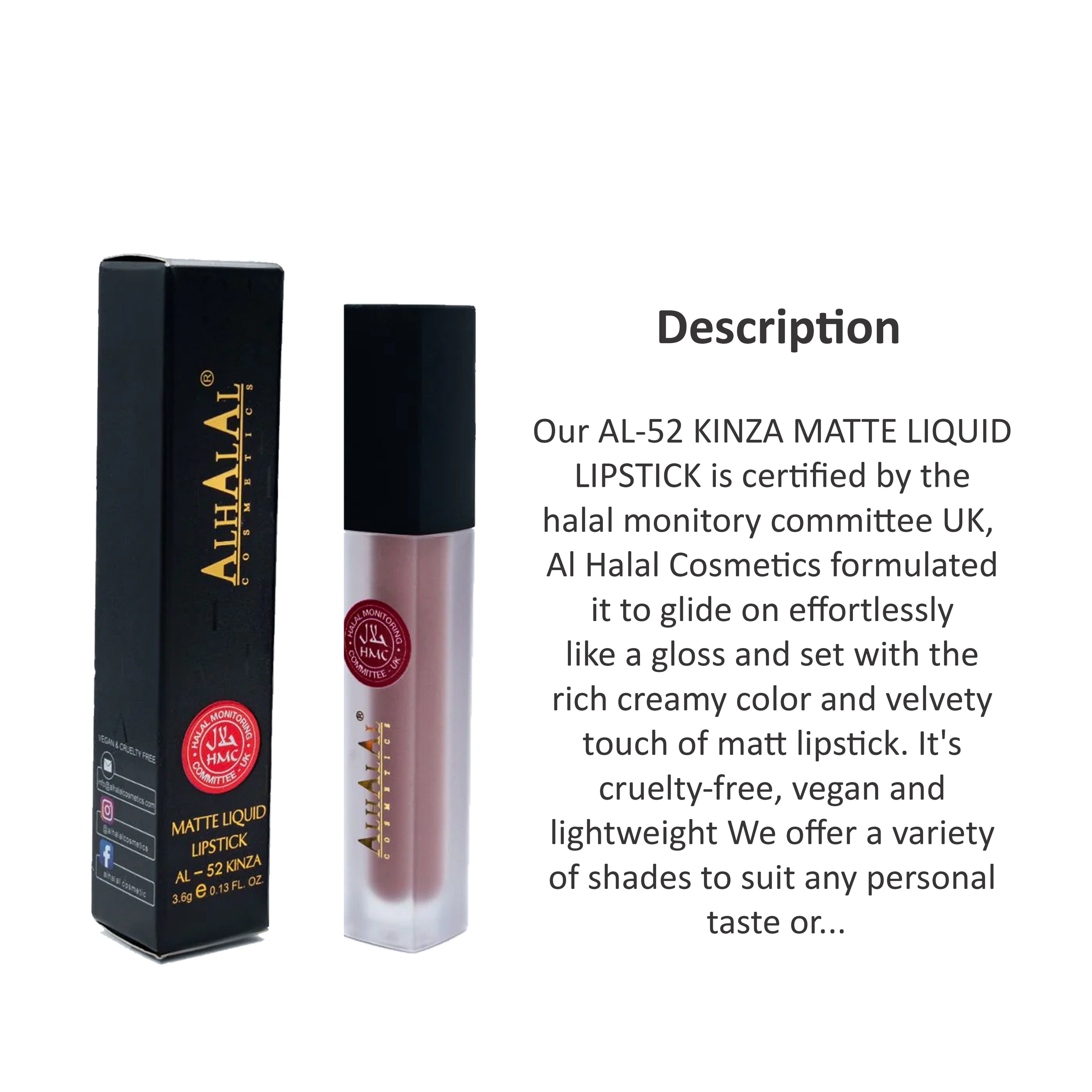 ALHALAL COSMETICS KINZA MATTE LIQUID LIPSTICK 3.6G AL-52