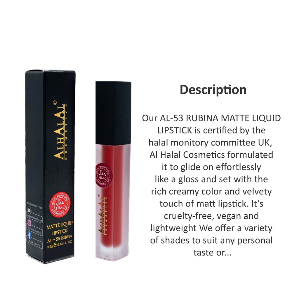ALHALAL COSMETICS RUBINA MATTE LIQUID LIPSTICK 3.6G AL-53