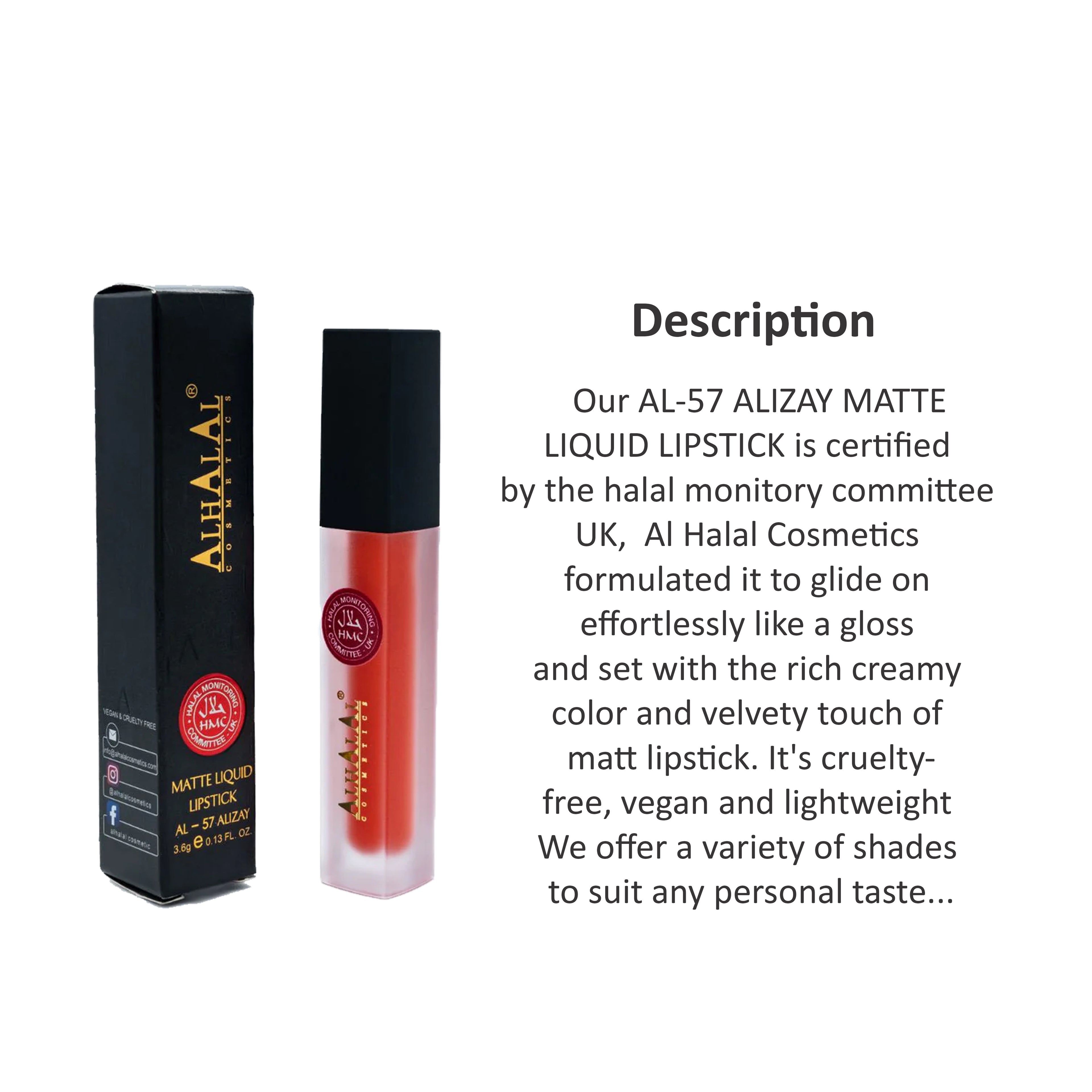 ALHALAL COSMETICS ALIZAY MATTE LIQUID LIPSTICK 3.5G AL-57