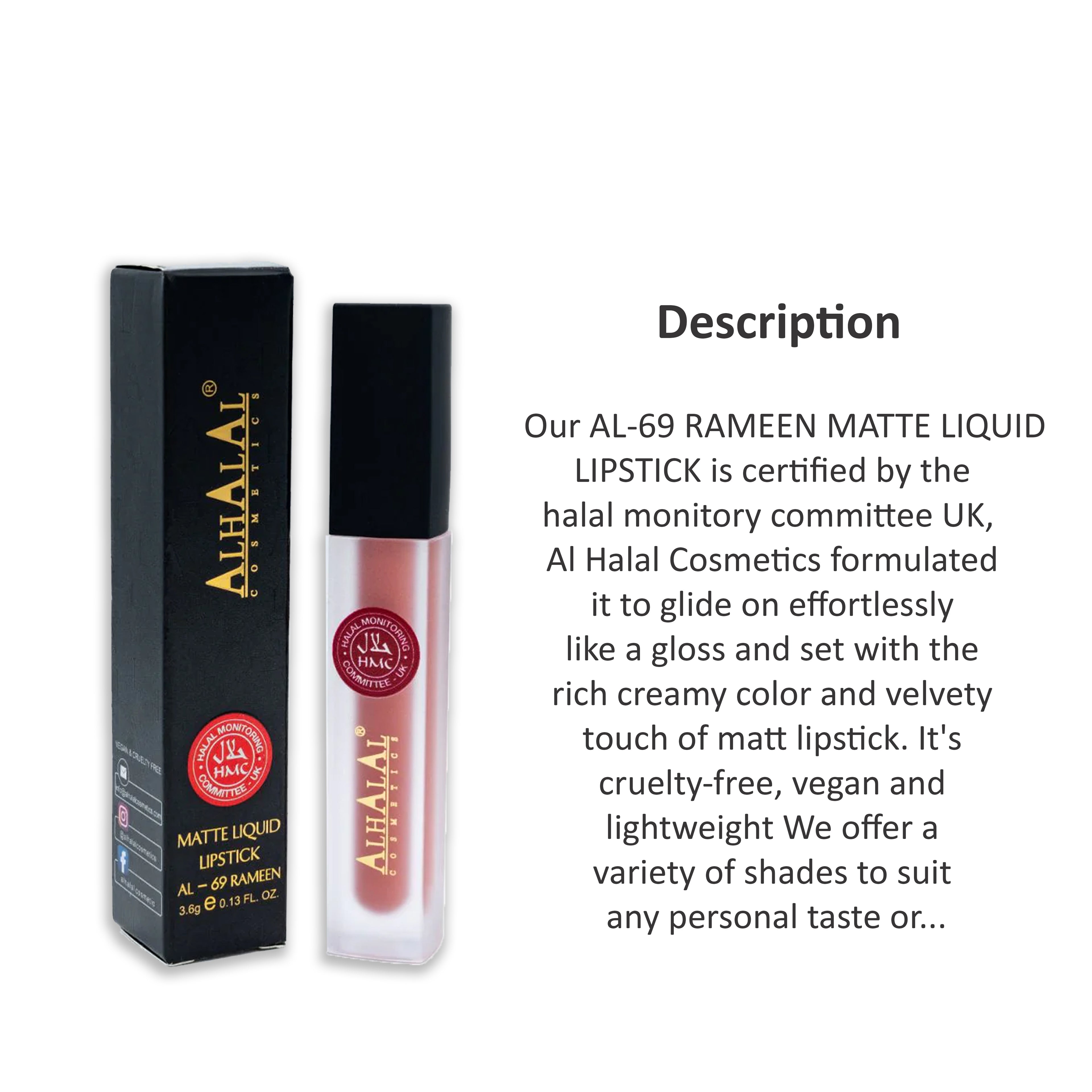 ALHALAL COSMETICS RAMEEN MATTE LIQUID LIPSTICK 3.6G AL-69
