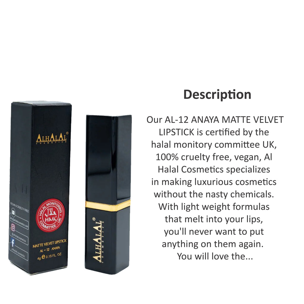 ALHALAL COSMETICS ANAYA MATTE VELVET LIPSTICK 4G AL-12