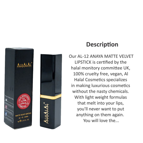 ALHALAL COSMETICS ANAYA MATTE VELVET LIPSTICK 4G AL-12